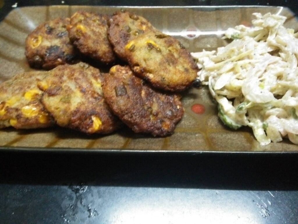 vegetable cutlets with mayo salad, simple and healthy recipes