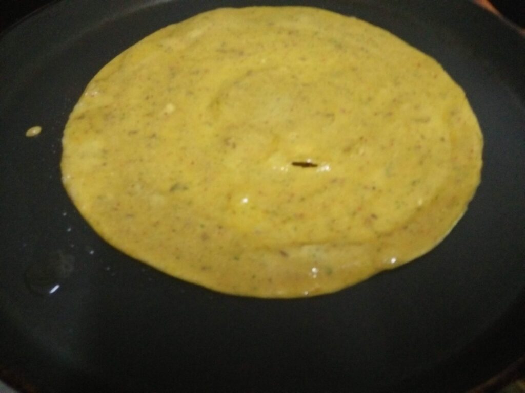 Besan Chila cooked on tava